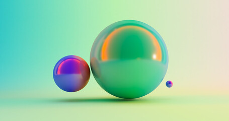 3D render of Abstract background with dynamic 3d spheres. falling 3d balls.