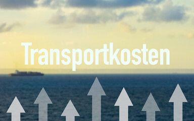 Steigende Transportkosten, Frachtkosten, Logistikkosten, Beladenes Containerschiff transportiert...