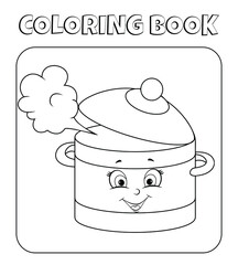 kitchen pan coloring page for kids