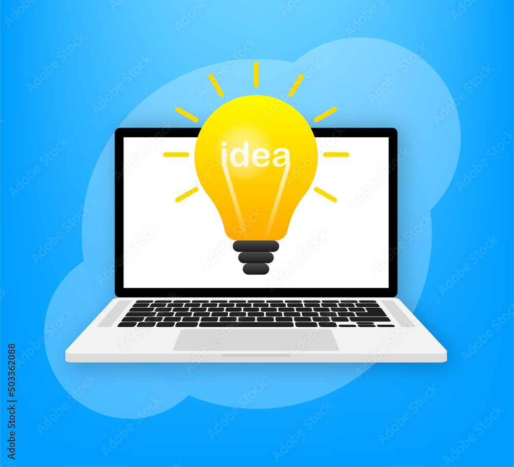 Poster idea lamp in cartoon style. isolated background. realistic vector illustration. simple vector illust