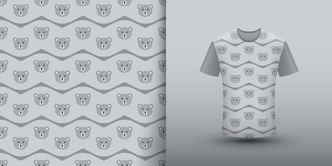 Koala seamless pattern with shirt