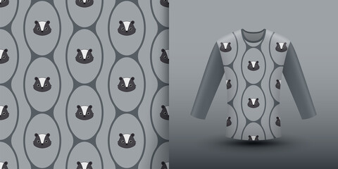 Skunk seamless pattern with shirt