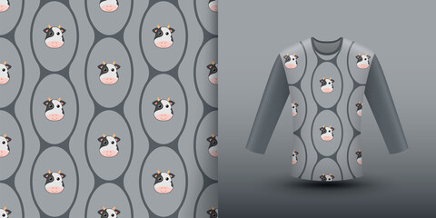 Cow seamless pattern with shirt