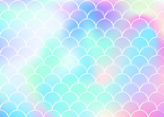 Mermaid scales background with holographic gradient.