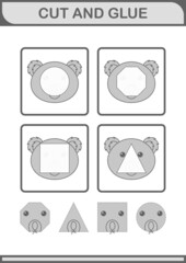 Cut and glue Koala face. Worksheet for kids