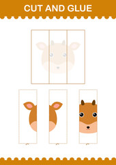 Cut and glue Deer face. Worksheet for kids