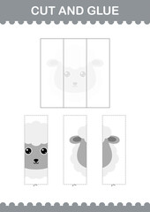 Cut and glue Sheep face. Worksheet for kids