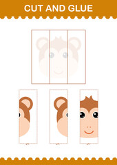 Cut and glue Monkey face. Worksheet for kids