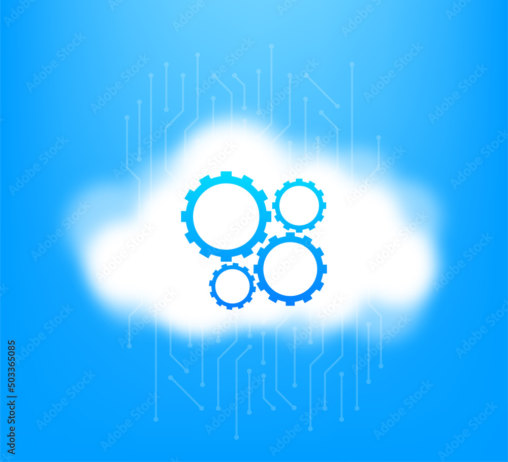 Poster line art cloud setting for web design. internet network. line art