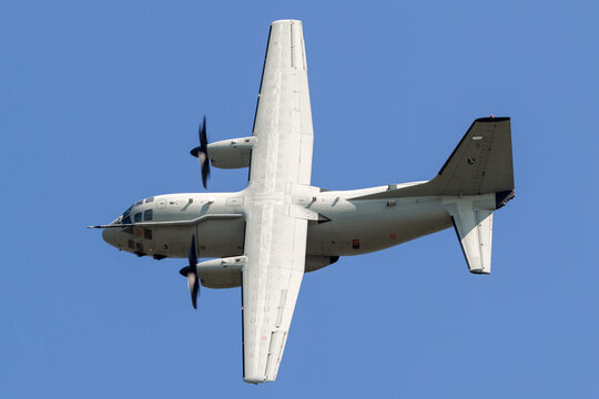 RAF Fairford, Gloucestershire, UK - July 12, 2014: Italian Air Force (Aeronautica Militare Italiana) Alenia C-27J Spartan military transport aircraft MM62217.