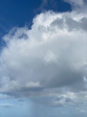 Rainbow over the Waikiki beach area, view from the Ala Moana hotel, Oahu island Hawaii, year 2022