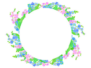 手描きの、勿忘草のイラストフレーム