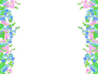 手描きの、勿忘草のイラストフレーム