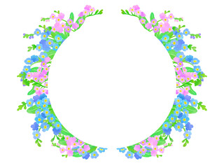 手描きの、勿忘草のイラストフレーム