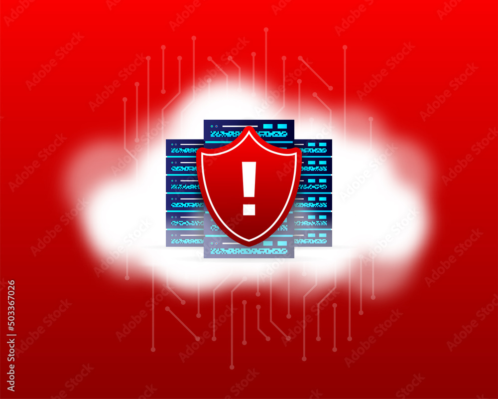 Poster data base, cloud. network servers computer hardware technology decorative elements. vector illustrat