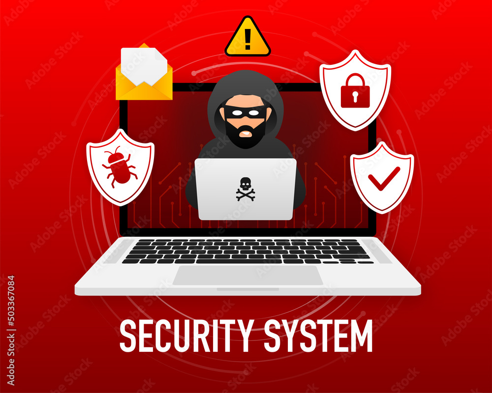 Poster cyber security vector logo with shield and check mark