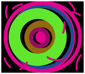 Bright discs on a black background with the effect of imitation of cut paper.
 Elegant creative design template for packaging, website, wallpaper.