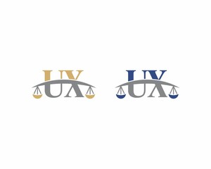 Letters UX Logo With Scale of Justice Logo Icon 001