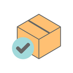 3d box and checkmark icon in minimal cartoon style