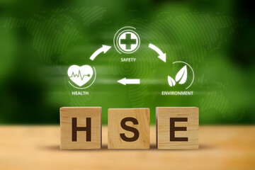 HSE concept ,Health Safety Environment acronym, background - obrazy, fototapety, plakaty