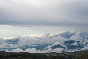 Tropical view mountains of a mountain range with clouds in south america