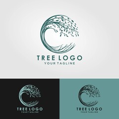 Abstract living tree logo design, roots vector - Tree of life logo design inspiration isolated on white background