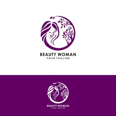 circle beauty Natural women face logo design inspiration