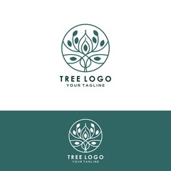 Abstract living tree logo design, roots vector - Tree of life logo design inspiration isolated on white background