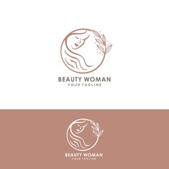 circle beauty Natural women face logo design inspiration
