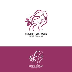 circle beauty Natural women face logo design inspiration