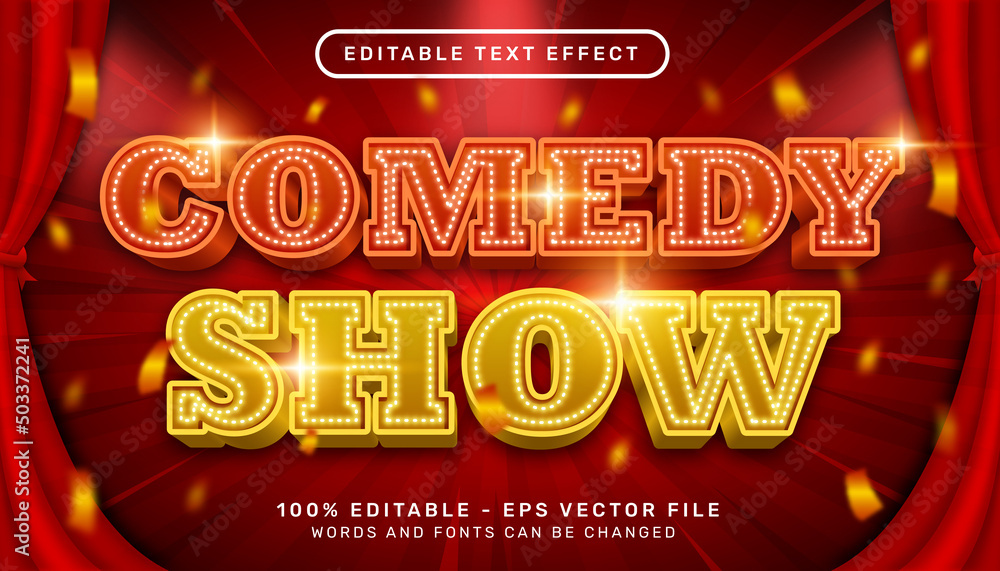 Poster comedy show 3d text effect and editable text effect