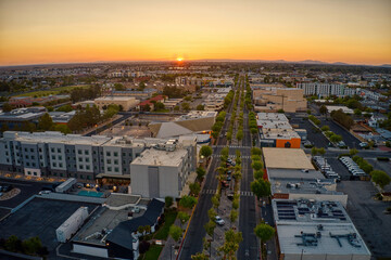 Aerial View of Lancaster, California at Sunrise