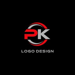Letter PK logo combined with circle line, creative modern monogram logo style