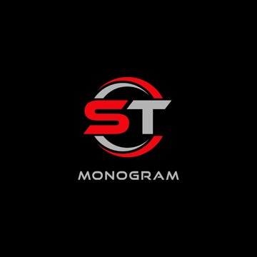 Letter ST logo combined with circle line, creative modern monogram logo style