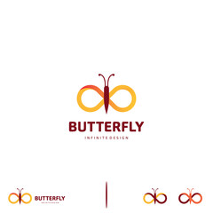 butterfly with infinite logo design modern concept