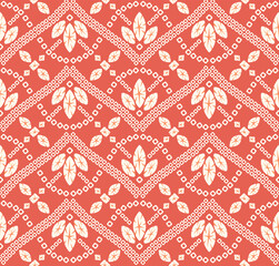 Japanese Flower Motif Curl Zigzag Vector Seamless Pattern