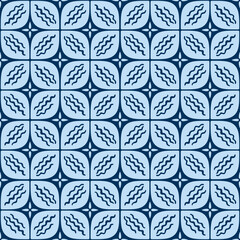 Japanese Star Petal Square Vector Seamless Pattern