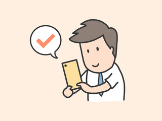 character of a businessman with a smartphone.