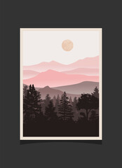Abstract mountain painting, Abstract background, Premium Vector
