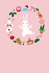 2023年　卯年　年賀状　かわいいうさぎのイラスト
