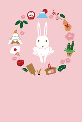 2023年　卯年　年賀状　かわいいうさぎのイラスト