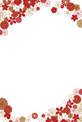 和風の花の年賀状デザイン