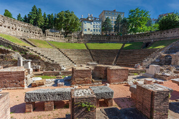 The Roman Theatre (Teatro Romano)- antique theater in the city of Trieste, in Italy.