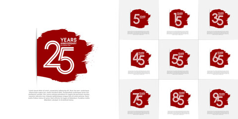 set of anniversary premium collection red color can be use for celebration event