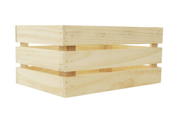 Empty wooden box isolated on white background