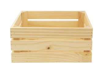 Empty wooden crate or box isolated on white background