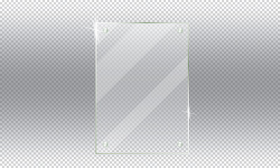 Acrylic or glass plates with reflection effect for mockup on a transparent background