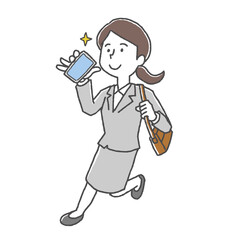 スマートフォンを活用してスムーズに通勤する女性のイメージ