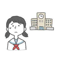 学校に不安を感じる女子学生