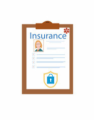 medical insurance with photo and symbols, vector, eps, illustration
